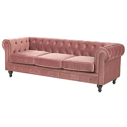 Acheter Beliani Ensemble canapé et fauteuil en velours rose 4 places CHESTERFIELD