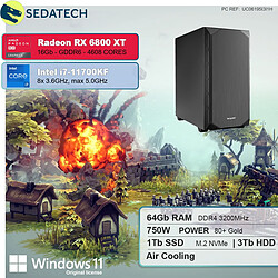 Sedatech PC Gamer • Intel i7-11700KF • RX 6800 XT • 64Go RAM • 1To SSD M.2 • 3To HDD • Windows 11