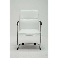 Decoshop26 Lot de 2 fauteuils de bureau chaises visiteur avec accoudoirs en PVC blanc et métal chromé 10_0001887