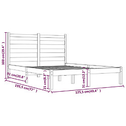 vidaXL Cadre de lit sans matelas blanc bois de pin massif pas cher