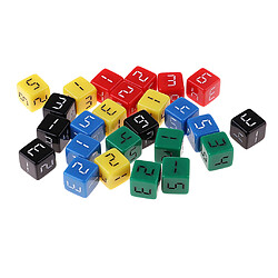 acrylique Dés Jeux de Role Donjons Dragons 6 face 25pcs Dés à Jouer 6 Faces en Acrylique Dice D6 D & D TRPG 16mm pour Jeux de Société Party Bar - Cinq Couleurs