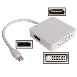 Wewoo Pour Apple blanc Mini DisplayPort vers DVI, DisplayPort, port HDMI 