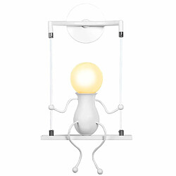 Stoex Applique Murale Simple Poupée De Mode Balançoire Enfants Lampe Mur Moderne Gens Fer Salon Chambre Créative Lumière (Bl