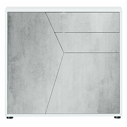 Mpc Petit Meuble De Rangement Blanc Mat Et Gris Béton (lxhxp) : 79 X 74 X 36 