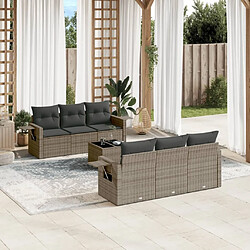 Maison Chic Salon de jardin avec coussins 7 pcs, Ensemble Tables et chaises de jardin, gris résine tressée -GKD226118