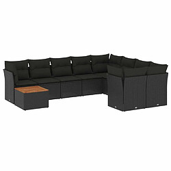 Maison Chic Salon de jardin 10 pcs avec coussins, Ensemble Tables et chaises d'extérieur noir résine tressée -GKD408348