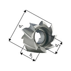 Forum Fraise cylindrique en bout, Type N, 25°, en acier à coupe rapide à 5% de cobalt, Ø x Larg. : d1 - k10 x b1 - k16 : 63 x 40 mm, Alésage d2 - H7 27 mm