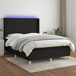 vidaXL Sommier à lattes de lit matelas et LED Noir 140x200 cm Tissu 