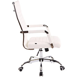 Decoshop26 Fauteuil de bureau sur roulettes confortable hauteur réglable en synthétique blanc cadre métal chromé BUR10569