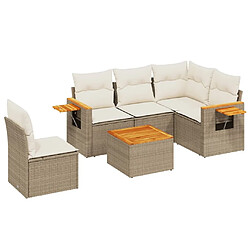 vidaXL Salon de jardin avec coussins 6 pcs beige résine tressée