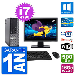 PC Dell 9020 SFF Ecran 27" Intel i7-4790 RAM 16Go Disque 500Go Windows 10 Wifi · Occasion 