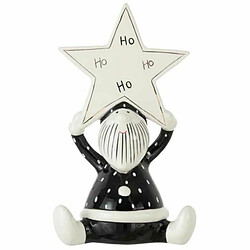 Paris Prix Statuette Déco Père Noël Ho Ho 33cm Noir & Blanc 