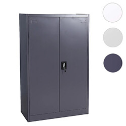 Mendler Armoire à dossiers HWC-H17, armoire de bureau en acier, 2 portes verrouillables métal ~ 140x90x40cm gris foncé