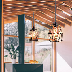 Stoex 5 en 1 Lustre Suspension Abat jours Industrielle Cage forme Changeable Luminaire