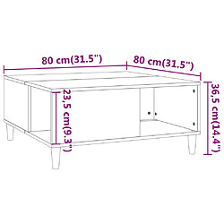 vidaXL Table basse sonoma gris 80x80x36,5 cm bois d'ingénierie pas cher