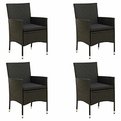 Maison Chic Lot de 4 Chaises de jardin,Fauteuil d'extérieur avec coussins Résine tressée Noir -MN85020