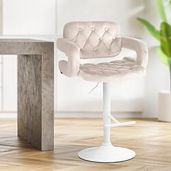 Non Tabouret de bar Dublin velours blanc