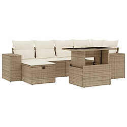 vidaXL Salon de jardin avec coussins 7 pcs beige résine tressée