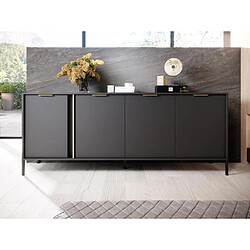 Vente-Unique Buffet avec 4 portes - Anthracite et doré - PAVELI