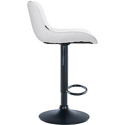 Decoshop26 Lot de 2 tabourets de bar x1 avec coutures décoratives en PVC blanc pied en trompette métal noir 10_0004452