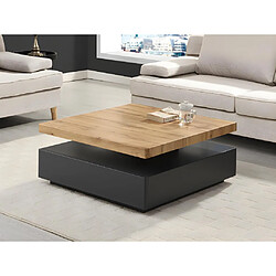 Vente-Unique Table basse KYRIA - 1 Tiroir & Plateau pivotant - MDF - Coloris : Anthracite et chêne