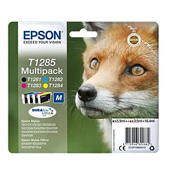 Epson T1285 Pack 4 cartouches Noire et couleurs C13T12854010 (Renard) Pack de cartouches d'encre noire/cyan/magenta/jaune pour imprimantes Epson