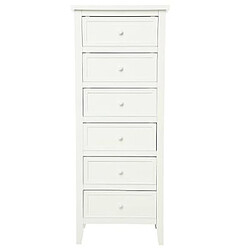 Pegane Chiffonnier de 6 tiroirs en bois blanc - Dim : L45 x l30 x H113 cm