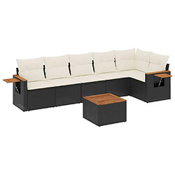 Maison Chic Ensemble Tables et chaises d'extérieur 7pcs avec coussins,Salon de jardin noir résine tressée -GKD439403