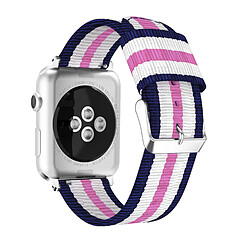 Shot Bracelet Nylon 38/40mm pour IWATCH Serie 3 APPLE Confortable Sport Tissu (BLEU/BLANC/ROSE)