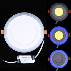 Wewoo Dalle LED blanc et bleu 12W + 6W Isolement de Tension Large Deux Couleur Chaud + Plafonnier Double Panneau avec 3 modes de luminescence, AC 100-265V, Taille: 190 x 190 x 8 mm