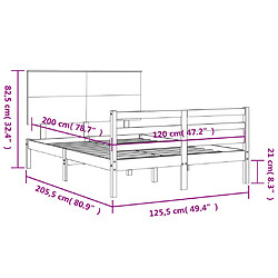 vidaXL Cadre de lit sans matelas 120x200 cm bois massif pas cher