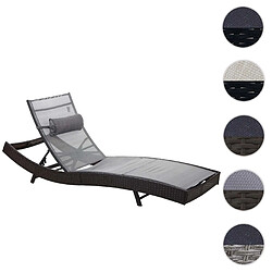 Mendler Chaise longue Savannah, polyrotin, bain de soleil ~ marron chiné, enveloppe gris 