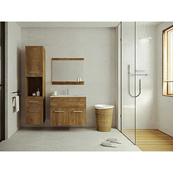 Avis Vente-Unique Colonne de salle de bain - Coloris naturel foncé - L30 x l30 x H133 cm - CLAUDIA II