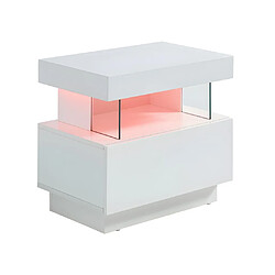 Vente-Unique Lot de 2 tables de chevet 1 tiroir et 1 niche - Avec LEDs - MDF - Blanc laqué - FABIO II pas cher