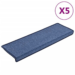 vidaXL Tapis d'escalier 5 pcs 65x21x4 cm Bleu