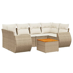 vidaXL Salon de jardin avec coussins 7 pcs beige résine tressée