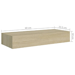 vidaXL Étagère à tiroir murale chêne 60x23,5x10 cm MDF pas cher