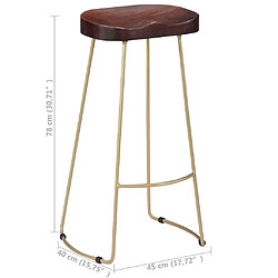 vidaXL Tabourets de bar Gavin lot de 2 bois de manguier massif pas cher