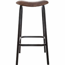 Atmosphera, Createur D'Interieur Tabouret de bar en cuir Rétro - H. 75 cm - Marron