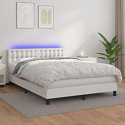 vidaXL Sommier à lattes de lit avec matelas et LED Blanc 140x190 cm 