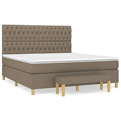 vidaXL Sommier à lattes de lit avec matelas Taupe 180x200 cm Tissu