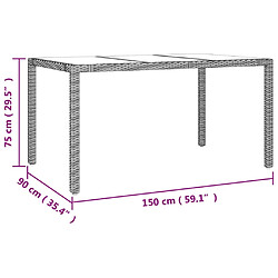 vidaXL Table de jardin plateau en verre Résine tressée verre trempé pas cher