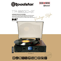 Roadstar TTR-8850ED+BT Tourne-disque vinyle 33/45/78 tr/min, radio FM/Dab+/RDS, Bluetooth, port USB/carte SD