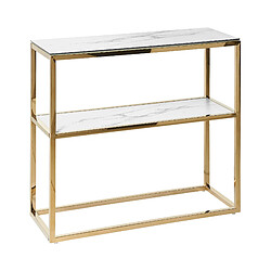 Beliani Console à plateau en verre effet marbre blanc/dorée AZUSA