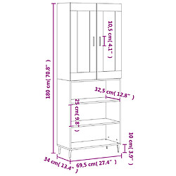 vidaXL Buffet haut Noir 69,5x34x180 cm Bois d'ingénierie pas cher