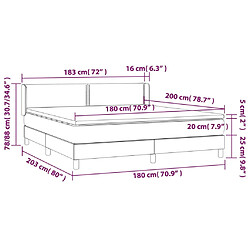 Vidaxl Sommier à lattes de lit et matelas Gris clair 180x200cm Velours pas cher