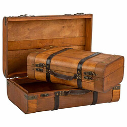 Jeu de valises Alexandra House Living Marron PVC Bois Métal Vintage 30 x 16 x 45 cm 38 x 24 x 13,5 cm Décoratif 2 Pièces