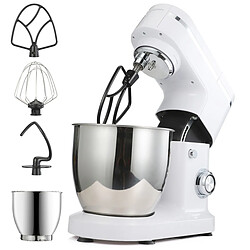 RAVAS Robot Pâtissier Professionnel 1200W | Blanc | Robot de Cuisine Bol inox 6L | 8 Vitesses | Régulation de la vitesse du jogging