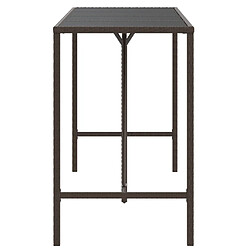 Avis vidaXL Table de bar et dessus en verre marron 180x70x110 cm poly rotin