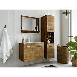 Vente-Unique Colonne de salle de bain suspendue effet bois avec niche de rangement - L30 x P30 x H133 cm - MIELA II 